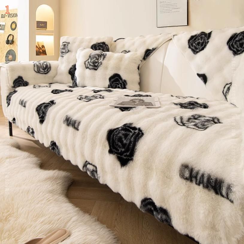 ソファーカバー 北欧風 ベロア生地 肘付き&肘なし兼用 多機能 ソファー保護 キズ防止 防塵 滑り止め 超便利 柔らかい おしゃれ 無地 水洗い可能 四季兼用 ソファカバー 北欧 カウチ 田園風 エレガント 防塵カバー 畳風 fascimo [2]