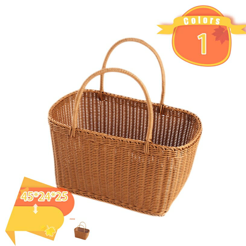 野菜バッグ ピクニック かご バスケット 籐かご 手編み かご 洗える 取っ手付き フルーツバスケット 小物収納 オシャレ ナチュラル 小物入れ フルーツ/ワイン/調味料 卓上 インテリア キッチン収納 手編み お花見 行楽 お弁当 fascimo