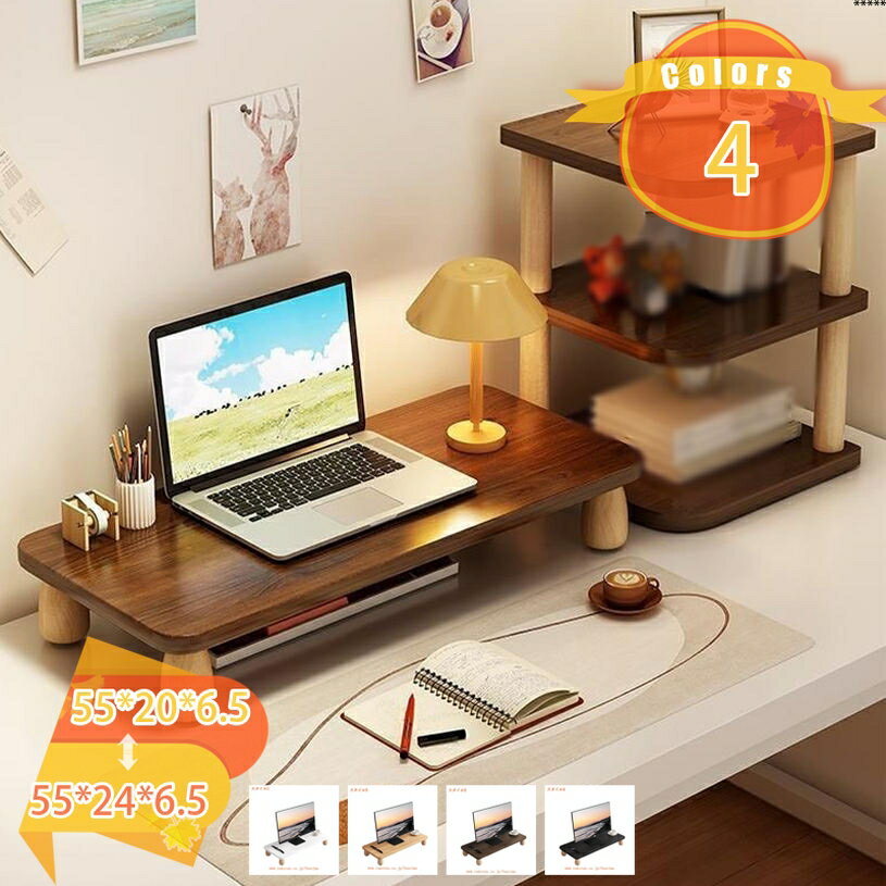Rakuten - 500円OFFクーポン モニター台 木製 モニタースタンド キーボード収納 机上台 机上ラック ディスプレイ台 モニタースタンド 卓上収納 pc キーボード収納 PCラック プリンタ台 卓上収納 整理整頓 有効活用 デスク上置棚 モニタースタンド 組立簡単 fascimo
