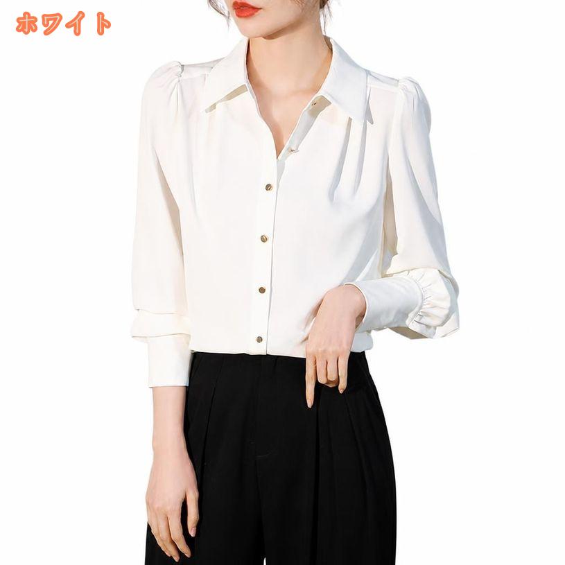 衝撃セール60%OFF★13128円⇒6564円! オフィス カジュアル シャツ レディース 長袖 体型カバー とろみブラウス 襟付き 無地 トップス ギャザー フェミニン 上品 大人 コーデ 春物 秋物 ゆったり 大きいサイズ fascimo fascimo-10078955 FASCIMO サンプル画像2