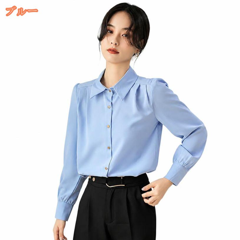 衝撃セール60%OFF★13128円⇒6564円! オフィス カジュアル シャツ レディース 長袖 体型カバー とろみブラウス 襟付き 無地 トップス ギャザー フェミニン 上品 大人 コーデ 春物 秋物 ゆったり 大きいサイズ fascimo fascimo-10078955 FASCIMO サンプル画像3