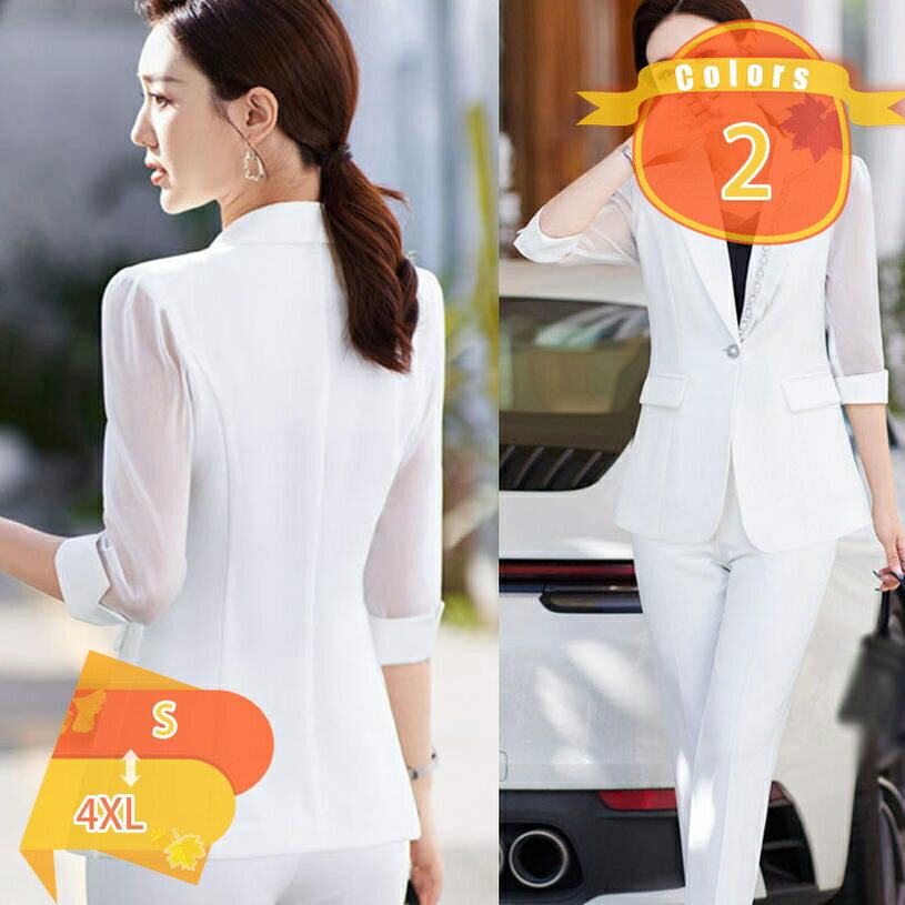 乐天商城 - 1000円OFFクーポン レディース スーツ セットアップ ジャケット＋ロングパンツ プレザー 2点セット ゆったり 通勤 オフィス フォーマル 就活 ビジネス リクルート 事務服 パンツスーツ 上下 Vネック フォマール 結婚式 お呼ばれ 着やせ きれいめ fascimo
