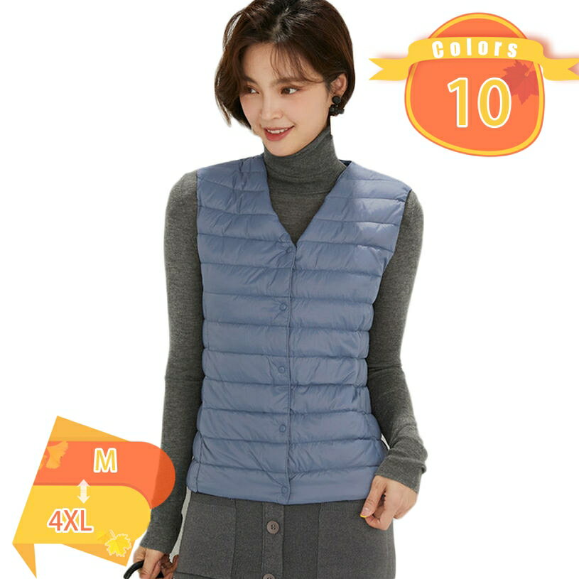 500円OFFクーポン ウルトラライト インナーダウンベスト レディース ノーカラー ダウン ベスト 撥水 軽量 暖かい 防寒 薄 秋冬 大人 秋 冬 春 大きいサイズ 50代 40代 30代 おしゃれ 上品 着痩せ 細見え OL 通勤 通学 冬服 ビジネス vネック コート fascimo
