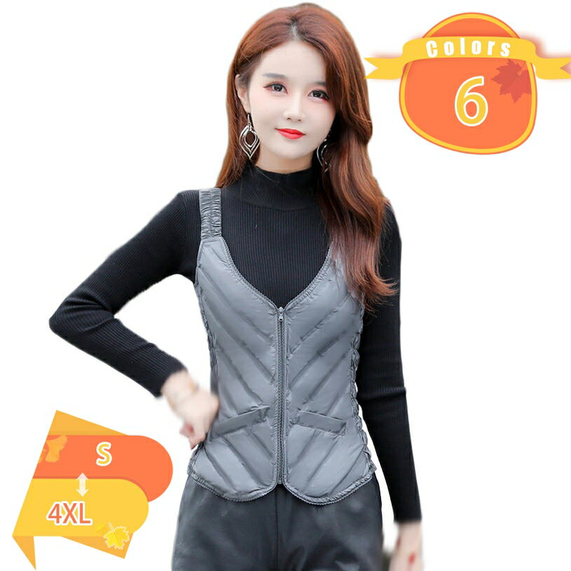 500円OFFクーポン ダウン ベスト レディース ライト インナーダウンベスト 登山 軽量 防寒 防風 暖かい 秋冬春 Vネック スリム 可愛い おしゃれ 体型カバー カジュアル イベント 女性 インナー キャミソール 袖無し 細身 ダウンベスト ストレッチ fascimo