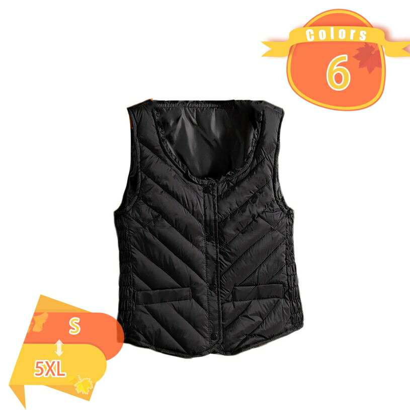 500円OFFクーポン ダウンジャケット レディース 可愛い 冬 ショートベスト 薄手 ラウンドネック インナーダウン ウルトラライトダウン 軽量 暖かい 防寒服 ダウンベスト 保温 通勤 シルエット フリル 着痩せ ファッション エレガント 動きやすい fascimo