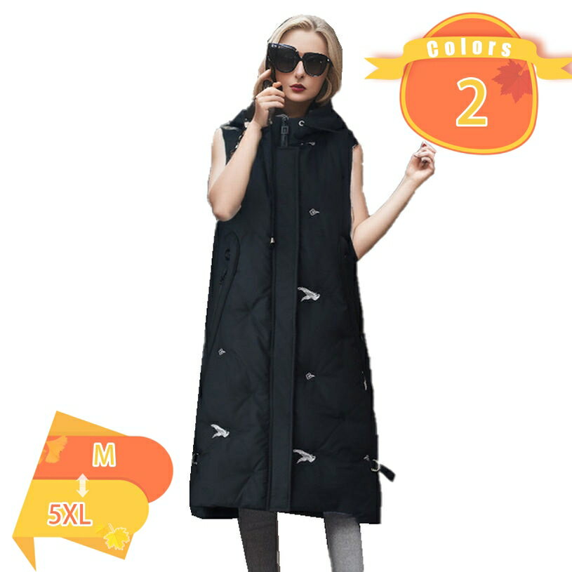 1000円OFFクーポン レディース アウター ロングダウンベスト フード付き レディース 大きいサイズ 40代..