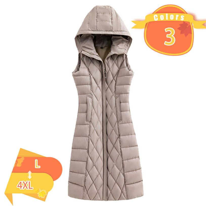 ロングベストレディースダウンベスト...