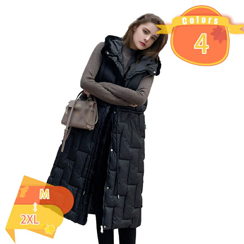 300円OFFクーポン ダウンベスト レディース フード付き 大きいサイズ ロング アウター ジャケット ベスト 中綿 フェイクダウン 上着 羽織り ハイネック 軽い 軽量 通勤 通学 暖かい 無地 お出かけ 秋冬 体型カバー 大きいサイズ fascimo