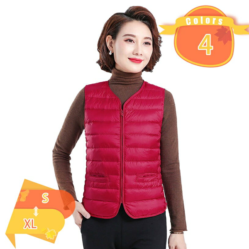 1000円OFFクーポン ダウンベスト レディース 軽量 防風 保温 インナーダウン ベスト 丸首 暖かい 防寒 ウルトラライト カジュアル 登山 トップス プルオーバー カジュアル 着せ 無地 きれいめ シンプル ダウンジャケット 冬 薄手 fascimo