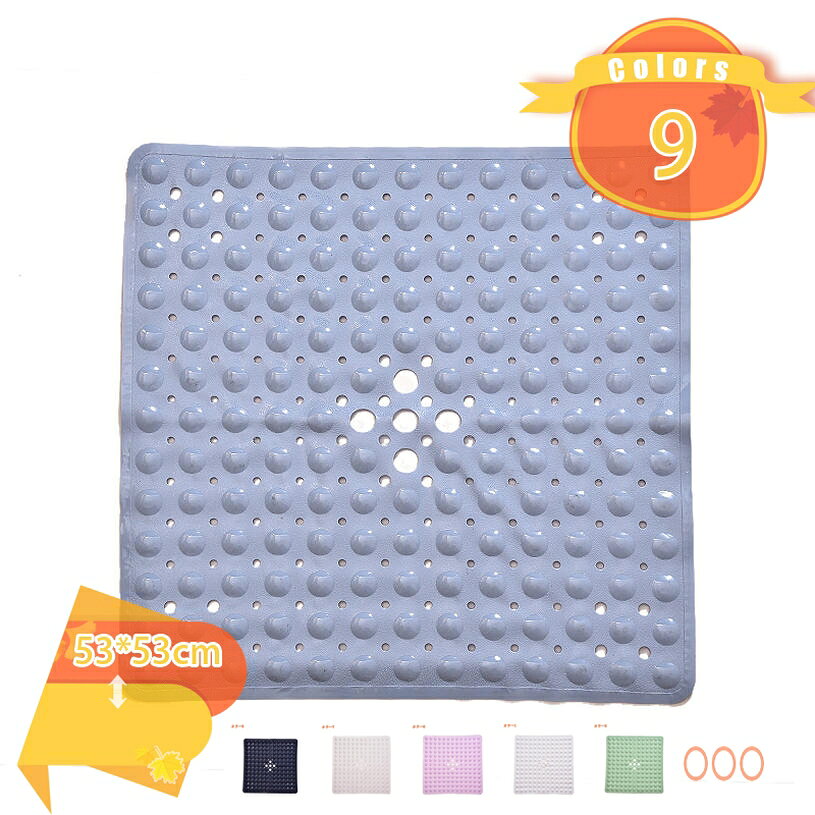 メイン素材：PVC★　素材：PVC　サイズ：約53*53cm 本製品の素材は軽くて柔らかい、人間と環境にも優しいです。丈夫や柔軟環境安全材料から作られた豪華なバスマットです。★　【滑り止めデザイン】マットには数個の吸盤があります。マットを滑らかで、清潔で、テクスチャがなく、タイルがない表面に強固に固定するのに役立ちます。吸盤式で優れた安定性があります。表面が滑り防止のため、凸凹加工が施してあり、乗っても滑りにくくなっています。強力吸盤でしっかり浴槽の底面や地面と吸着固定し、滑りや転倒を防ぎます。★　【排水性抜群】風呂マット表面何百もの排水穴に水分が残らないよう排水穴から素早く排水し、乾いて清潔に保ちます。水が循環できる様に穴が開いてるのが特徴です。 それによりカビの増殖を防ぐ効果があります。使用前に1度洗濯するのがおすすめです。★　【幅広い用途】滑らず重宝してます。母への贈り物、浴槽で重宝しています。滑りやすい入浴剤対策にも。お年寄りや子供に安全で少し安心。タイル床のお風呂に設置で冷たさは感じ、浴室だけでなく、キッチン、玄関、温泉、スパ、ホテル、ジムやベランダの出入り口などの所としてもOKです。季節とスペースに合わせて簡単にお部屋の雰囲気がガラっと変わます。★　【収納も簡単】汚れたら洗い流すだけでオーケー！水で流れ洗い、風通しの良し、直射日光の当たらない場所で陰干しください。「ご使用しない時」クルっと巻いておけばよし！お手入れが簡単な耐久性のある素材で作られています。洗濯機で冷やして、やさしい洗剤でやさしく洗って、さわやかな見た目を楽しめます。ご来店ありがとうございます 商品仕様 素材：PVC サイズ：約53*53cm カラー：ブラック 黒 ブラウン 茶色 グリーン 緑 ブルー ネイビー 紺 ピンク ライトブラウン ホワイト 白 グレー 灰色 ワインレッド イエロー 黄色い ローズレッド オレンジ カーキ レッド 赤 パープル 紫 ベージュ お風呂場で滑って転倒する危険は、お子様、お年寄りだけでなく、ご家族皆にとって“今そこにある危機”。この滑り止めマットですぐ対策を！裏側に吸盤があり、浴槽や洗い場の床にガッチリと貼りつきます。ソフトな素材でクッション性があり、肌触りも快適です。 用途（洗い場と両方に敷くと更に安全です） 滑りやすい浴槽内と洗い場の両方に使えます。（洗い場で使用する場合は石けんで洗いなしてください） 高齢者も沈めやすく引き揚げやすい水抜き穴付きゴム製滑り止めお風呂マット。 家庭のお風呂．洗面場．トイレなどの滑り止めマット 福祉施設．施設の個浴の浴槽周り 使い方 1.浴槽の底が濡れるように少し水を流してください。 2.滑り止めマットをバスタブに置き、吸盤を下に向けます。 3.吸引カップをしっかりと固定してください。 4.シャワーまたは浴の後、バスマットを拾い、洗面所を逆さまにして乾燥させるか、タオル掛けして乾燥させます。 マサーシーデザイン 特製のマサーシーデザインなので、仕事の疲れと圧力を消すことができる お取り扱い上の注意事項 ※サイズ詳細等の測り方はスタッフ間で統一、徹底はしておりますが、若干の誤差(約2 - 3cm前後)がある場合がございます。 ※商品は再生産時、多少色に濃淡が出ます。同色商品を再購入頂きます際には、そのことをご了承頂きます様、宜しくお願致します。 ※画像はお使いのパソコンやモニターにより色が変わることがあります。ご了承下さいませ。また、屋外での撮影の場合、多少実際のカラーと異なる場合がございます。 ※開封後は新品の為においのする場合がございます。 こちらのにおいは、時間の経過により消えていきますのでご安心下さい。 もし、気になるようでございましたら その場合は、日の当たる場所に干すなどしていただきますようお願い致します。 ◆◆◆◆◆◆◆◆◆◆◆◆◆◆◆ 商品在庫について ●当サイトでは複数店舗で在庫を共有しており、システムで在庫調整を行っておりますが、タイミングにより在庫にずれが生じることがあります。 ●在庫数更新が間に合わずご注文頂いた商品が欠品となる場合もございます、大変ご迷惑をお掛けする場合がございますが、あらかじめご了承くださいませ。ご案内している情報は参考用です。実際にお届けする商品をご確認くだマット キッチンマット 台所マット 洗えるキッチンマット 洗える台所マット ウレタンマット フロアマット 廊下マット インテリアマット ボリューム満点ふかふかラグマットラグ 洗える カーペット ふわふわ ラグマット 絨毯 じゅうたん 丸型 カーペット ラグ シャギーラグ ブルー 白 黒 円型 洗濯 夏 秋冬 サークル オールシーズン デザインラグカーペット ラグ 丸 じゅうたん 洗える センターラグ マットカーペット 春夏秋冬 床暖房対応 ホットカーペット対応 丸型 ラグマット 滑り止め インテリア オールシーズン廊下マット 廊下敷きカーペット ヨーロッパ式 ロングマット 洗える 防滑 オールシーズン 華やか 花柄 玄関 キッチンマット 防音 北欧 リビング 居間用 廊下 階段 ラグマット
