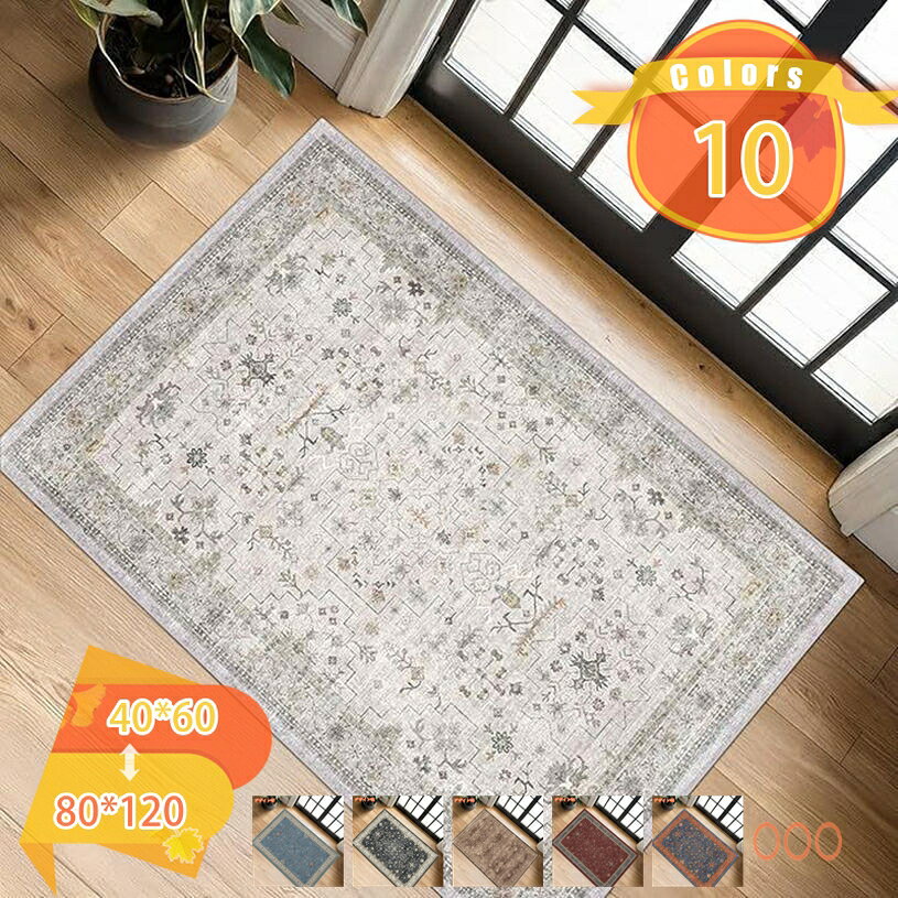 1000円OFFクーポン アンティーク調 廊下敷き 滑り止め 汚れ防止 ペルシャ柄 花柄 カーペット ラグ 階段マット リビングルーム キッチン 寝室 ダイニング ホーム オフィス 洗えるラグ エスニック風 柔らかい おしゃれ 軽量 防臭 防ダニ 防音 オールシーズン fascimo