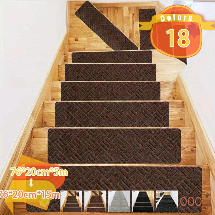 廊下敷き 階段マット 階段滑り止めマット 5から15枚入り 滑り止め階段マット床傷防止階段 マット取付簡単 便利洗浄 厚さ適度 騒音低減床 保護 マット機械洗浄可能簡単 裁断便利 防音マット 繰り返し 階段用 fascimo
