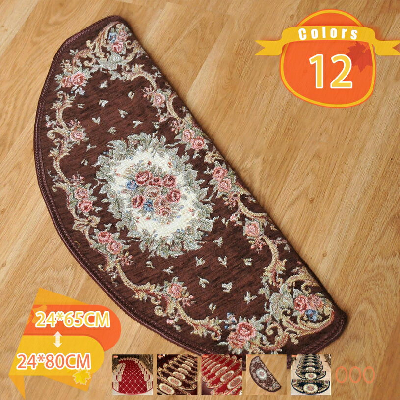 滑り止めマット 階段マット 1枚入り 滑り止め付き階段マット 洗える 大判 吸着 防音 冷え対策 転倒防止 キズ防止 ケガ防止に 階段 ペット 室内用 ウォッシャブル 階段用 すべり止め カーペット シート ペルシャ風絨毯風 fascimo