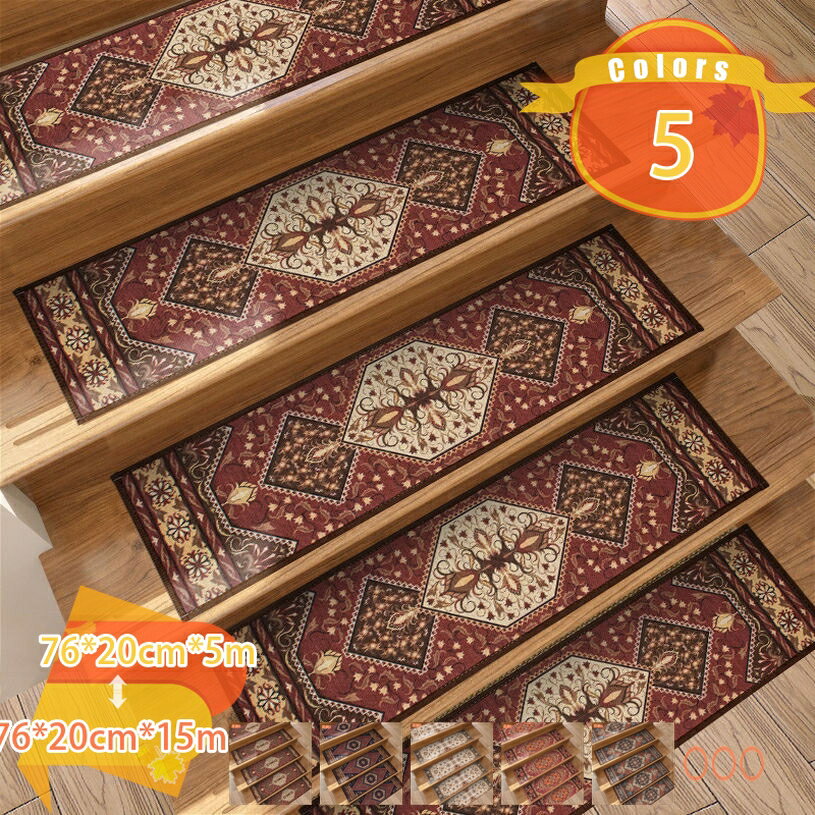 階段 滑り止めマット 階段 マット 階段 滑り止め 犬 5枚 10枚 15枚 階段 滑り止め マット カーペット 吸着 階段 カーペット ズレない 階段用 マット 犬 猫 ペット インテリア エスニック キズ防止 ペルシャ絨毯風 ペット 傷防止マット fascimo