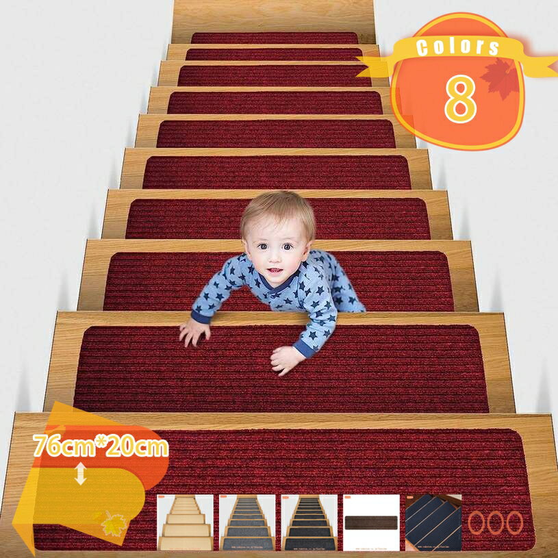 滑り止めマット 階段マット 15枚入り 滑り止め付き階段マット 洗える 大判 吸着 防音 冷え対策 転倒防止 キズ防止 ケガ防止に 階段 ペット 室内用 ウォッシャブル 階段用 すべり止め シート 床保護 カーペット fascimo