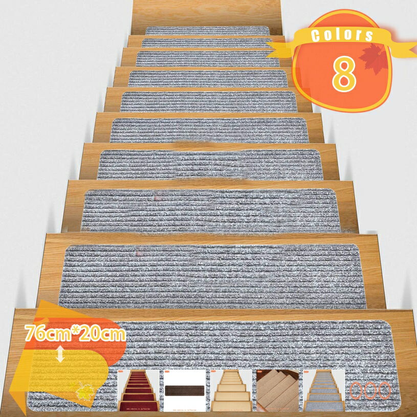 階段マット 15枚セット 室内用 滑り止め マット 吸着 置くだけ カーペット 吸着 階段 カーペット ズレない 階段用 吸着 マット ペット 安心 安全 インテリア 滑り止め キズ防止 傷防止 マット ペット 犬 猫 滑り止めシート fascimo