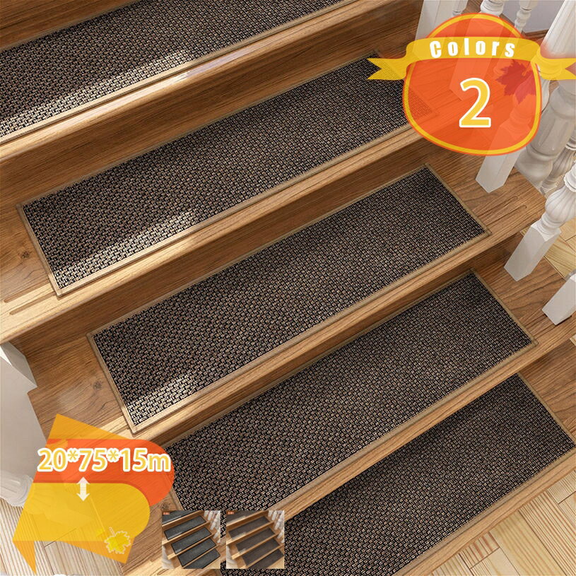 階段マット 滑り止め 15枚 洗える 足跡 防音 キズ防止 折り曲げなし 年配 ペット 四季通用 丸洗える 吸着階段マット 吸着 置くだけ 階段敷き 転倒防止 ケガ防止 ウォッシャブル 階段用 ズレない カーペット fascimo