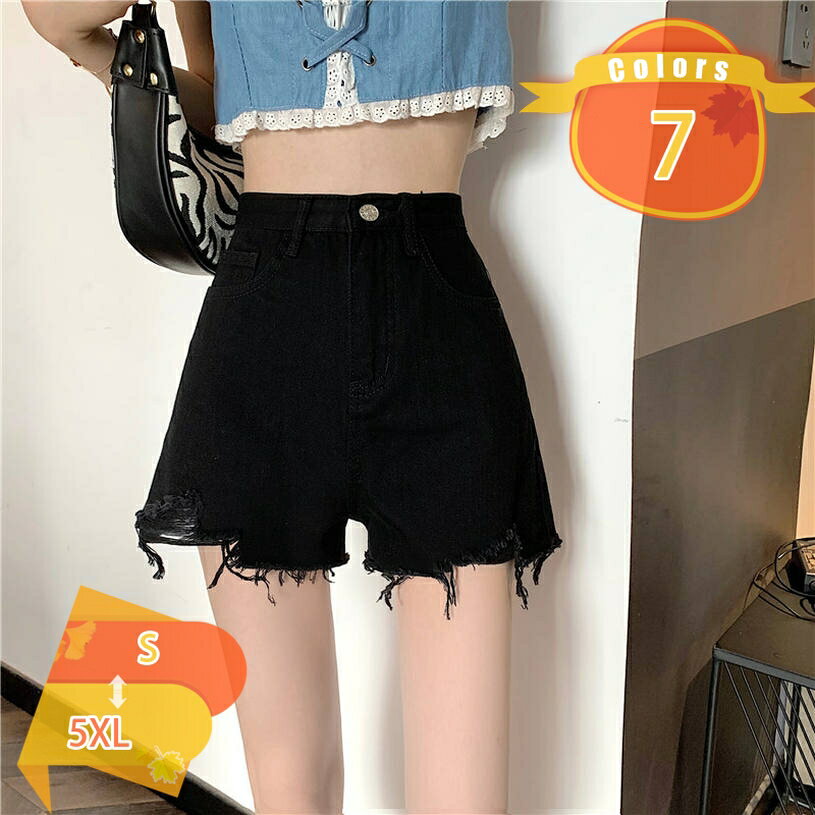 デニムショートパンツ ショーパン 短パン ハーフパンツ キュロットパンツ ショートデニム ハイウエスト ダメージ加工 ウォッシュ デニム ゆったり Aライン ショート丈 ショーパン 美脚 脚長 無地 ショートパンツ レディース fascimo