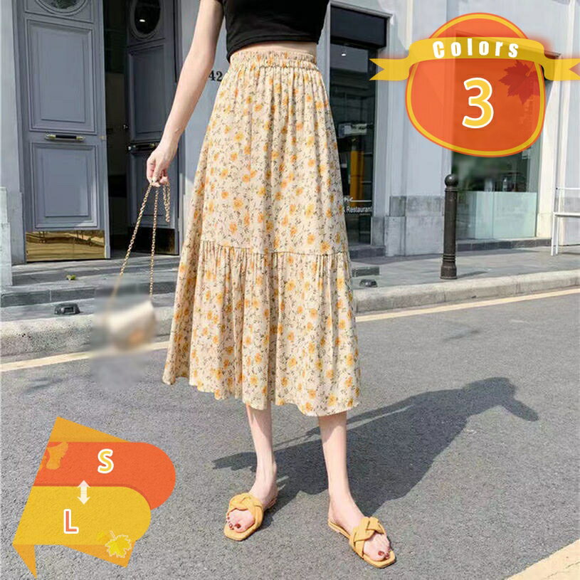 500円OFFクーポン スカート ロング レディース マキシ丈 ロングスカート ボトムス おしゃれ 可愛い 上品 シフォンスカート 春秋 フェミニン 大人 フレア プリーツ ウエストゴム Aライン お洒落 無地 フレアスカート fascimo