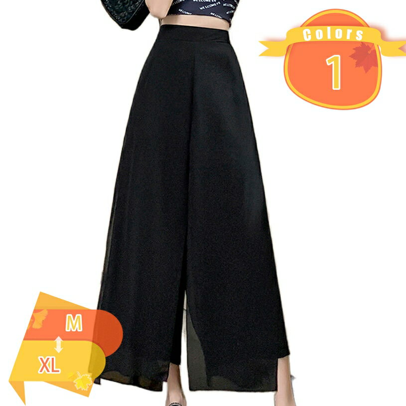 パンツ シフォンパンツ シフォン ワイドパンツ ガウチョパンツ レディース スカーチョ パンツ ボトムス ズボン きれいめ 大きいサイズ パラッツォパンツ シアー 透け感 体型カバー ウエストゴム 着痩せ 黒 ネイビー ブラウン 春 fascimo