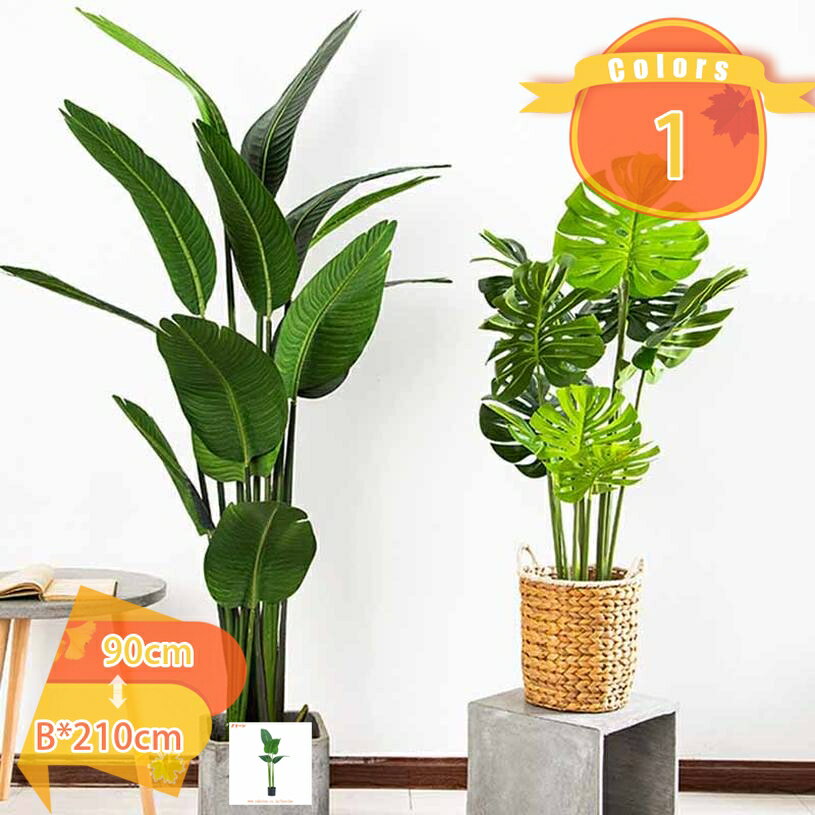メイン素材：PE【仕様】人工観葉植物+黒いプラスチックの鉢：90cm、120cm、160cm、180cm、210cm。 人工観葉植物+編みかご：B*90cm、B*120cm、B*160cm、B*180cm、B*210cm。人工観葉植物はPE材質を採用して、光沢感を持ち、柔らかい手触りで、本物の生き生きする姿を再現します。パステルカラーをベースに、自然にフレッシュで本物の葉にとても近い色に見えます。光沢感を持ち、柔らかい手触りで、本物観葉植物の生き生きする姿を再現します。【高度なシミュレーション】人工観葉植物は植物の実際の成長特性を模倣して、葉の形は植物の特性に沿って、古い葉から新しい葉への変化があり、葉の表面に光沢があり、しかも表と裏を処理して、色が重ね合わせる感じあり、形が大きさの違いあり、及び葉の密度の把握など、自然の元の様子を復元します。その同時に、フェイクグリーンの質感が強化して、枝の硬さがもっと活力を演出します。【リアル・調整可能】人工観葉植物には金属製のインナーワイヤーが付いており。心地よい生活空間をお好みに合わせて調整できます。フェイクグリーンをより完璧にするために、より大きな装飾植木鉢に置くことをお勧めします。【お手入れやすい】フェイクグリーンは室内に適用し、お周りをフレッシュと自然な感じを溢れて、間接的にリラックスして、疲労を和らげます。これらの人工観葉植物は毎日水やりや施肥する必要がなく、或いは土壌植物が引き起こす蚊の悩みがなく、手間がかからなく、便利です。ほこりが付いたら、湿った布で拭き取るだけです 。【幅広い使用用途】人工観葉植物は、おしゃれなインテリアとしてもオフィス、自宅、寝室、リビングルーム、バスルーム、キッチン、バルコニー、または配置したい場所に最適です。パーティー、結婚式、お祭りなどのインテリアグリーンとし ても大活躍します。また、人工観葉植物は友人さんへの贈り物としてベストチョイスです。【人工観葉植物】 お部屋の雰囲気をガラリと変えるお洒落な観葉植物。 大型でリアルな造花なため、インテリアとして好まれるの商品です。 【枯れない】 枯れない・水やり不要・お手入れも簡単・虫が付かないということもあり、面倒くさがりな方でもお勧めです。 【様々な場所に適用】 引っ越し祝いや新店祝いなどのプレゼントやギフトとして、贈答としても利用できます。 リビングやオフィス、お店のディスブレイにも、インテリアグリーンとして馴染みやすいサイズ。 新築、開店祝いにもよく贈られる植物です。人間関係を円滑にするような縁起物として親しまれています。 【デコレーションに最適】 花言葉は「家族の絆」 「信頼」風水では「調和」。 フェイクグリーンで室内を明るく、お部屋はもちろん、オフィスにも。植物の緑が癒しの空間を演出します。 本物の植物だと水や気温、日光はもちるん成長合わせた剪定…気にかけないといけないことが多すぎて手間に。 人工観葉植物はそんな手間がいっさいかからす癒しをくれる存在だから日常に寄り添ってくれます。お手入れいらず、だから愛しい、本物のような表情が見える品質、細部にこだわった作りで、本物のような雰囲気に。 リアルな葉、遠目にはすぐにはわからないようなリアルさ、天然木を使った幹より本物に近い雰囲気に。 枝葉の角度調節、置き所や気分転に枝葉の広がりを化させられます。 見栄えよく、贈った相手に育てる手間をかけさせないから贈り物としても最適です。 【関連ワード】 お祝い 開店祝い 移転祝い 敬老の日 父の日 母の日 設立記念 創立記念 フェイクグリーン リアル 倒れにくい 水やり不要 ナチュラル 鉢付き 緑視率 人工観葉植物 造花 インテリア 玄関 開業祝 オフィス 新築祝い パーテー 贈り物 誕生日 ギフト 花言葉 リアル フェイクグリーン 【製造由来のひび割れあり】 幹の一部（特に枝分かれ部分）に製造由来のひび割れがある場合があります。 葉脈が葉の中心とずれている個体や、枝分かれ部分の表皮剥がれが見られる場合があります。 ご使用には問題ありません。離れて設置したり、裏側に配置することで気にならずご使用いただけます。ご案内している情報は参考用です。実際にお届けする商品をご確認くだフェイクグリーン 大型 鉢植え 80cm リアル 大きい 人工樹木 エントランス 店舗 お手入れ不要 観葉植物 フェイク 人工観葉植物 造花 室内 開店祝い 新築祝い 風水 引っ越し祝い インテリアグリーン オフィス人工観葉植物 フェイクグリーン 大型 150cm 130cm ベンジャミン 鉢付き 天然木 観葉植物 インテリア 造花 水やり不要 お手入れ簡単 室内 お祝い プレゼント 観葉樹木インテリアフェイクグリーン 人工観葉植物 天然木使用 大型 光触媒 リアル 造花 消臭 抗菌 おしゃれ お祝い 開業祝い リビング 開店祝い 新築祝い パーテー ナチュラルトランク フィカス ベンガレンシス ゴムの木フェイクグリーン 大型 高さ160cm 鉢付き 観葉植物 フェイク 人工観覧植物 人工観葉樹 シンプル リアル 南国 室内 水やり不要 インテリア 玄関 リビング オフィス 開店祝い 新築祝い 引越し祝い観葉植物 造花 フェイクグリーン 人工観葉植物 140 cm 観葉樹 お手入れ不要 花粉 虫害の心配なし リアルな枝 自然な葉っぱ パーライト 陶器風鉢 インテリア オフィス 引越し お祝いベンジャミン 人工観葉植物 幅70×高さ160cm フェイクグリーン 大型 鉢付き 人工観葉植物 フェイクグリーン インテリア 飾り 世話いらず おしゃれ 水やり不要 枯れない 人工樹木 フェイク植物