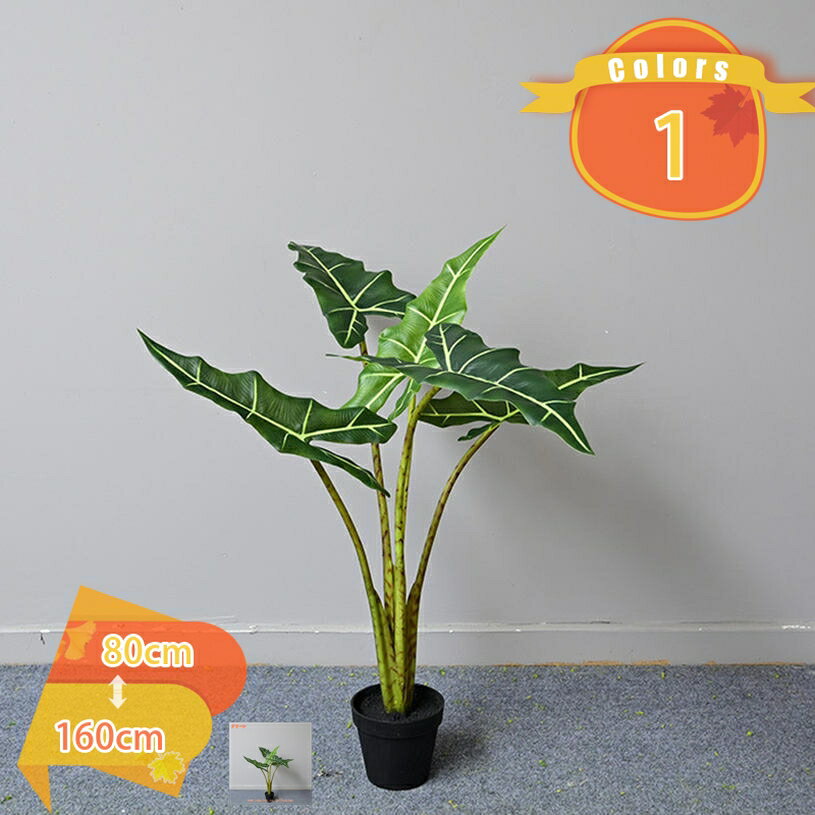 2000円OFFクーポン クワズイモ フェイクグリーン 人工観葉植物 大型 おしゃれ 風水 引っ越し祝い プレゼント 部屋 インテリア 造花 お手入れ不要 鉢植え 本物そっくり 常緑樹 フェイク植物 水やり不要 枯れない 虫害の心配なし 新築祝い fascimo