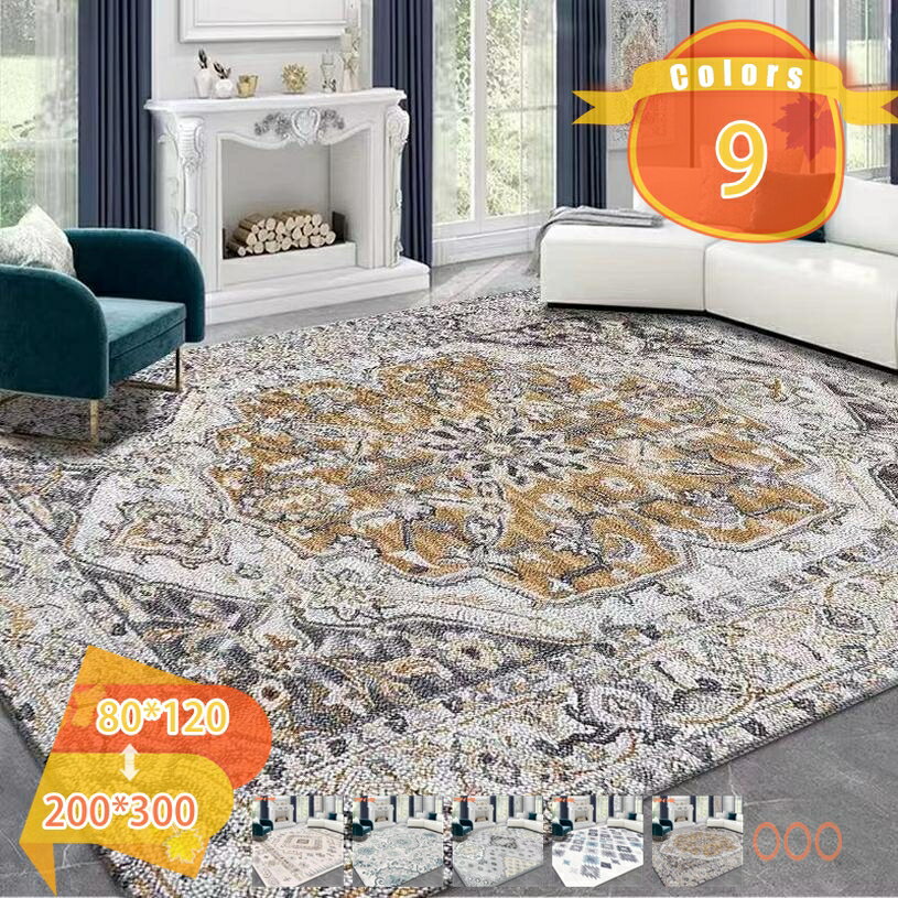 Rakuten - ペルシャ絨毯 おしゃれ 花柄 幾何学 マット 洗える 雰囲気 ラグマット 廊下マット ペルシャ柄 絨毯 じゅうたん 風水 北欧 春 夏 秋 冬 カーペット 防ダニ 抗菌 滑り止め付き 床暖房対応 オールシーズン ホットカーペット対応 fascimo