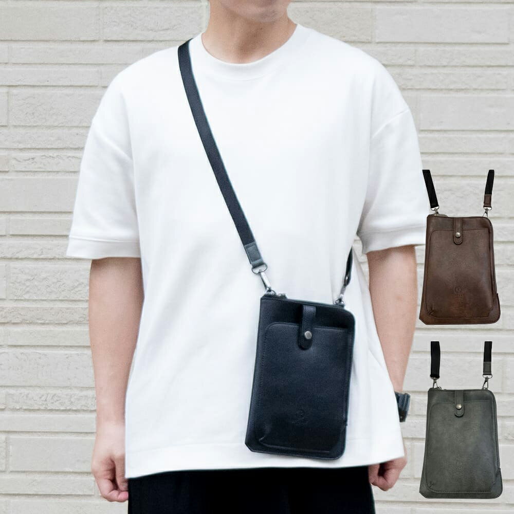 乐天商城 - リンレ RINRE バッグ メンズ レディース マルチミニポシェット スマホバッグ ショルダーバッグ DK-4954 ブラック BLACK ダークブラウン DARKBROWN ダークグレー DARKGRAY 楽天スーパーセール