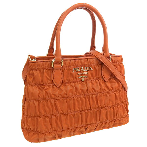 プラダ バッグ レディース アウトレット 2WAY トートバッグ オレンジ 1BA173 TESSUTO GAUFRE` PAPAYA PRADA 土日祝も毎日発送します