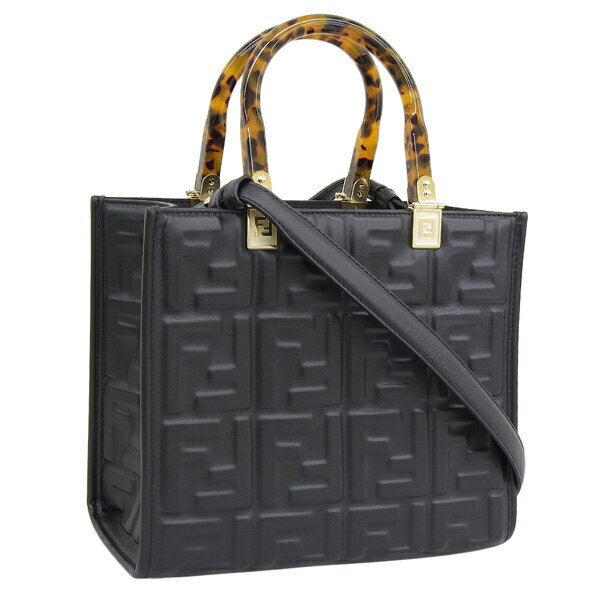 フェンディ バッグ レディース トートバッグ レザー ブラック SUNSHINE SMALL 8BH394AMCVF0KUR FENDI 土日祝も毎日発送します