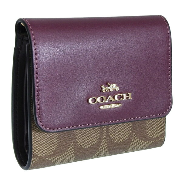 コーチ 財布 レディース 三つ折り財布 アウトレット品 カーキ×ワイン SIG SM TFD WLT CE930IMRSF COACH 楽天スーパーセール