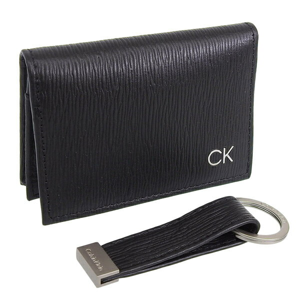 カルバンクライン 名刺入れ（メンズ） カルバンクライン 小物 メンズ カードケース キーリングセット レザー ブラック Card Case with Key Fob 31CK330017 CALVIN KLEIN 土日祝も毎日発送します