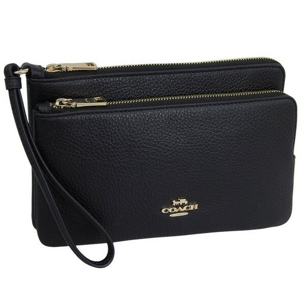 コーチ 財布 レディース 財布ポーチ アウトレット レザー ブラック PBL LTHR DBL ZIP WLT CU919IMBLK COACH