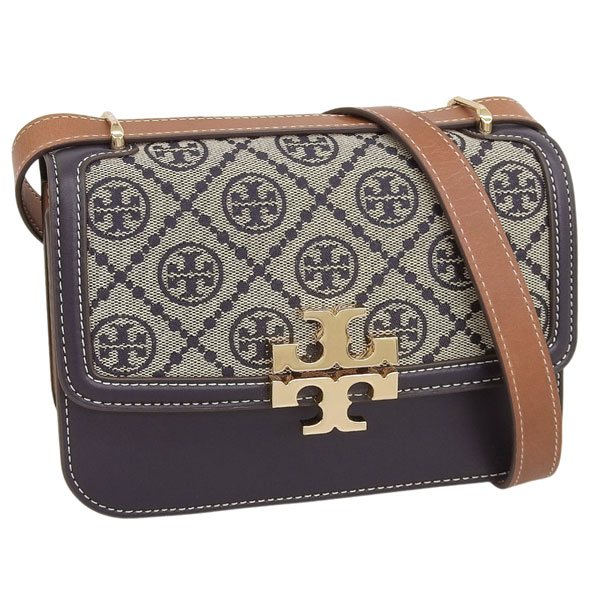 トリーバーチ バッグ レディース ショルダーバッグ ネイビー ELEANOR T MONOGRAM SMALL CONVERTIBLE SHOULDER BAG 166168-405 TORY BURCH