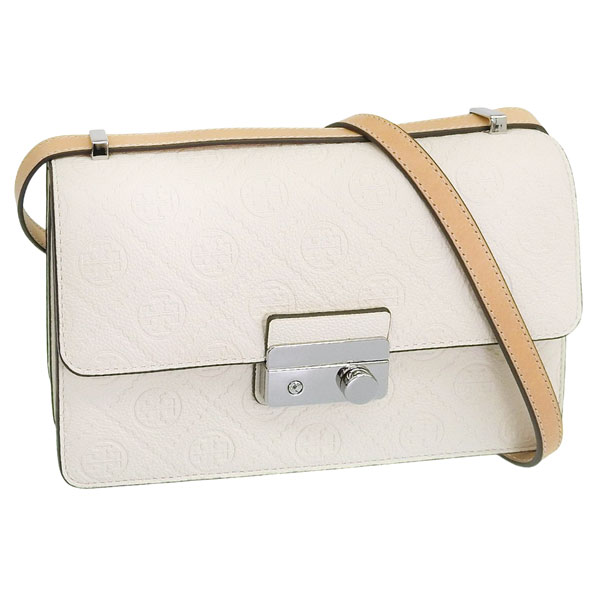 トリーバーチ バッグ レディース ショルダーバッグ レザー ホワイト T MONOGRAM PEBBLE SHOULDER BAG 169260-100 TORY BURCH