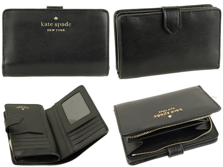 【いつでもP2倍】【期間限定セール】 ケイトスペード KATE SPADE 二つ折り財布 アウトレット wlr00128-001 | 二つ折り さいふ サイフ 財布 ブランド財布 ウォレット ファスナー 小銭入れ カード入れ レディース 可愛い かわいい オシャレ おしゃれ ブランド レザー 本革