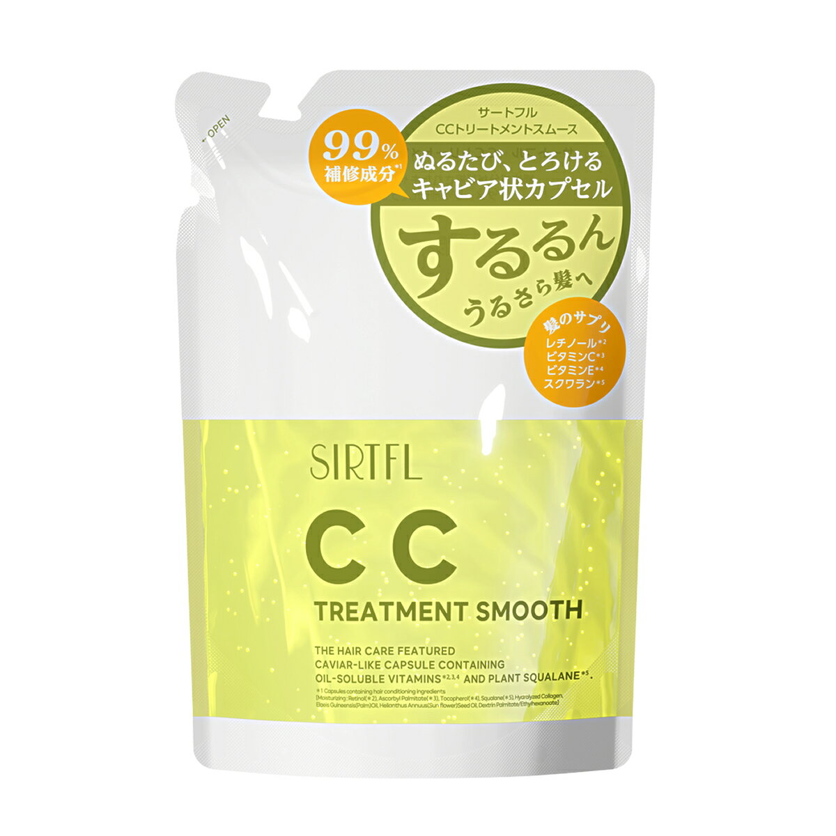 楽天【公式】新谷酵素／SUPERFOOD LABSIRTFL CC トリートメント スムース 320mL （ 詰め替え ）[ ペアー＆フリージアの香り ]/ サートフル レチノール ビタミンC スクワラン ビタミンE アミノ酸 アミノ酸系 うねり 広がりを抑える ごわつき さらさら サラサラ シャンプーボトル /