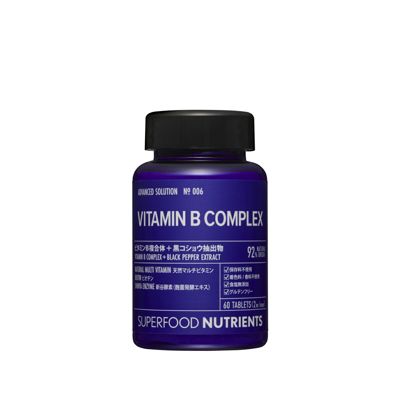 SUPERFOOD NUTRIENTS No.006 / VITAMIN B COMPLEX (ビタミンBコンプレックス)　30回分ボトルタイプ 60粒