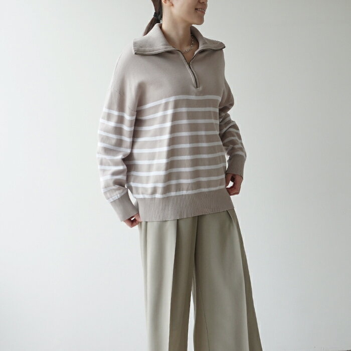 ジップアップボーダーニット SALE