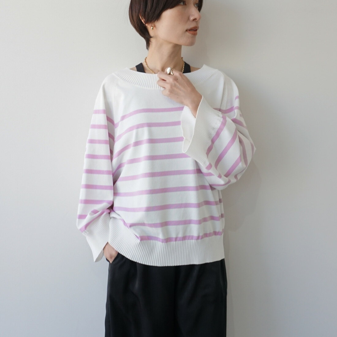 ボーダーラグランニット