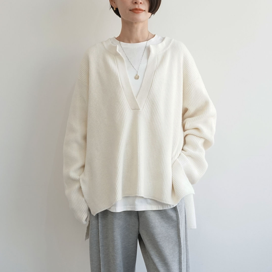 Rakuten - スキッパールーズニット