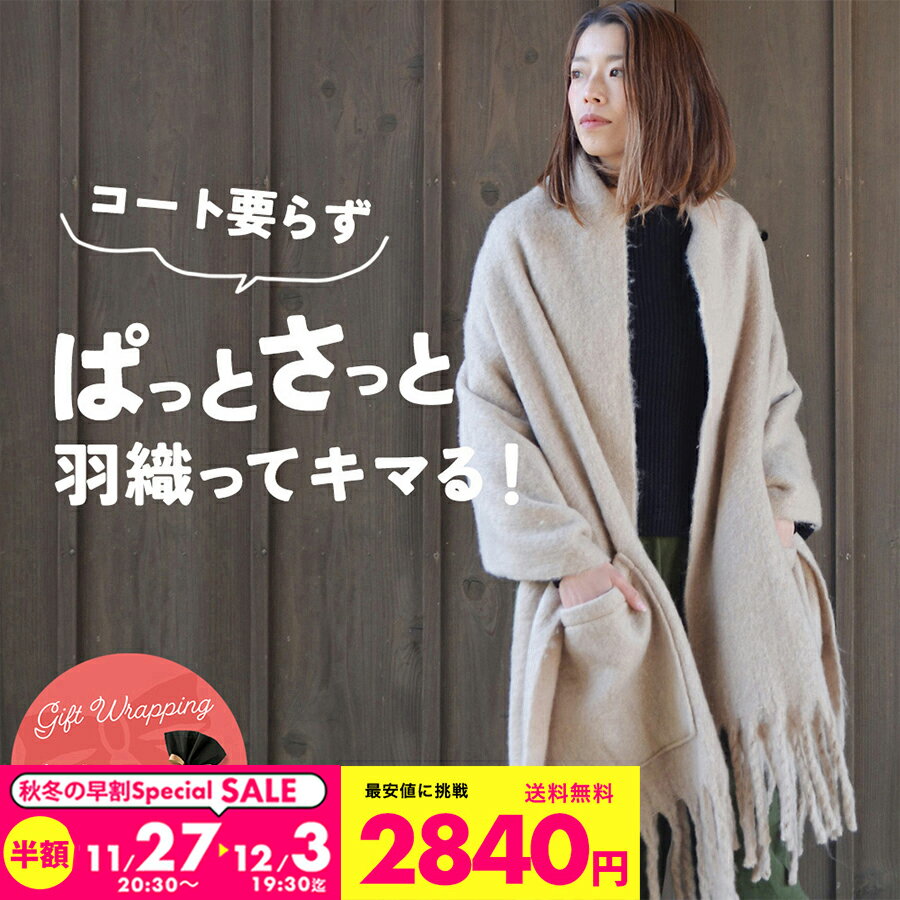 大判ストール【2840円クーポン利用で】秋冬 厚手 無地 ポケット付き ストール 大判 ショール ポンチョ フリンジ マフラー レディース 肩掛け ひざ掛け 暖...