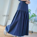 【SALE】デニムスカート ティアード ロングスカート マキシ丈 ロング ブルーデニム インディゴ ギャザー フレアー ウエストゴム ゆったり 30代 40代 ...