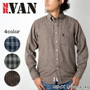 【SALEセール】MR.VAN ミスターヴァン 2023秋冬 新作 ストライプ チェック フランネル シャツ / 長袖 ネルシャツ ボタンダウン ロゴ 刺繍 メ...