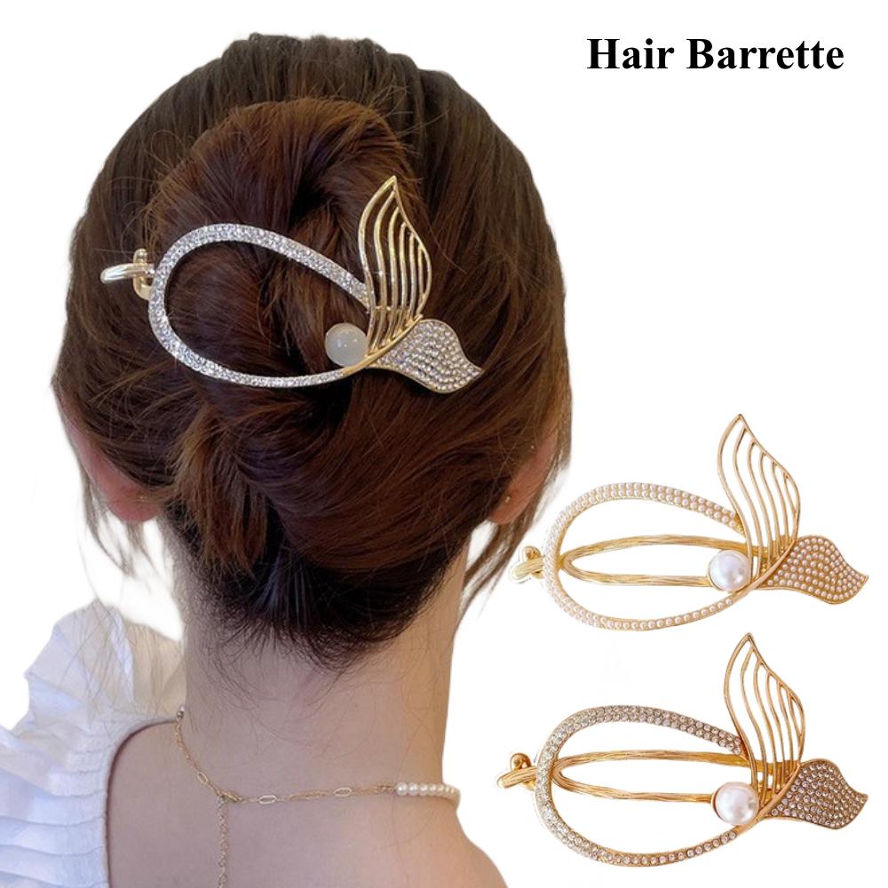 シンプル バレッタ レディース お洒落 まとめ髪 高級感 ゴールド パール 上品 結婚式 披露宴 二次会 入学式 パーティー お呼ばれ ヘアアクセサリー プレゼント