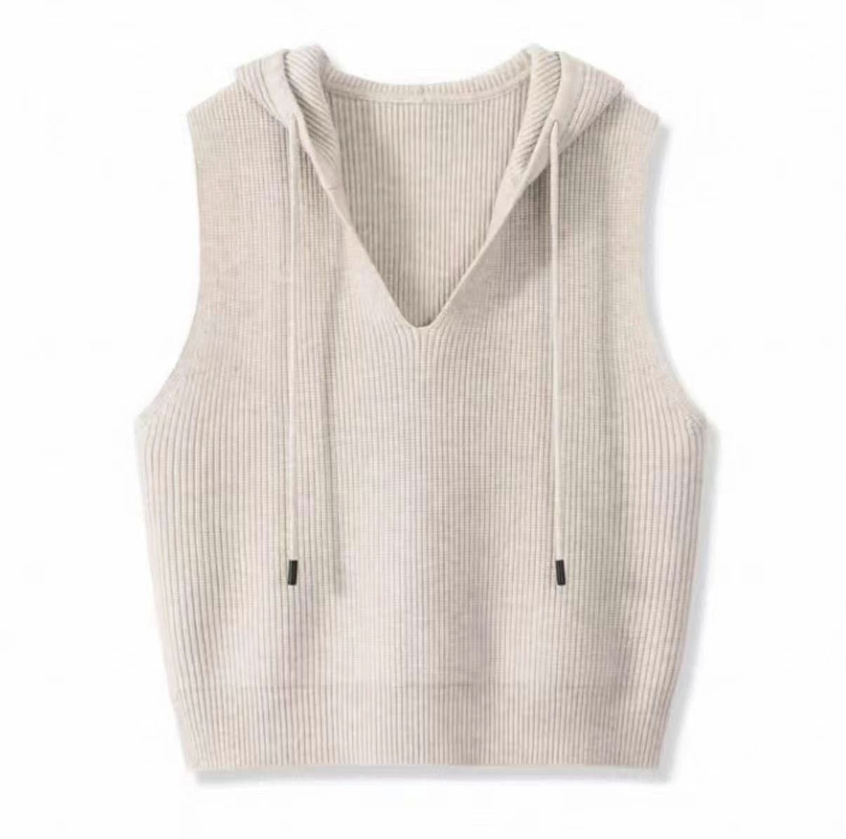 【先着30名4時間限定50%OFFクーポン配布中】ニットベスト レディース フード付き リブ編み トップス ベ..