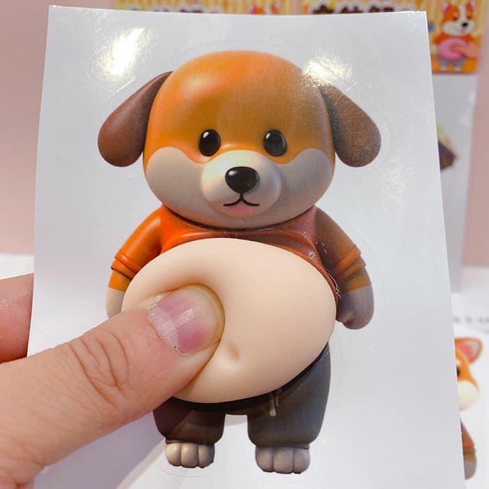 3組セット おなかシールおしりシールもっちり シールデブ 犬 ぷにぷにシール 3D柔らかいお腹 ぷくぷくシール かわいい 3D マシュマロ ふわふわ 犬柴 fashionabc-10006316 SUCINACO スシナ サンプル画像3