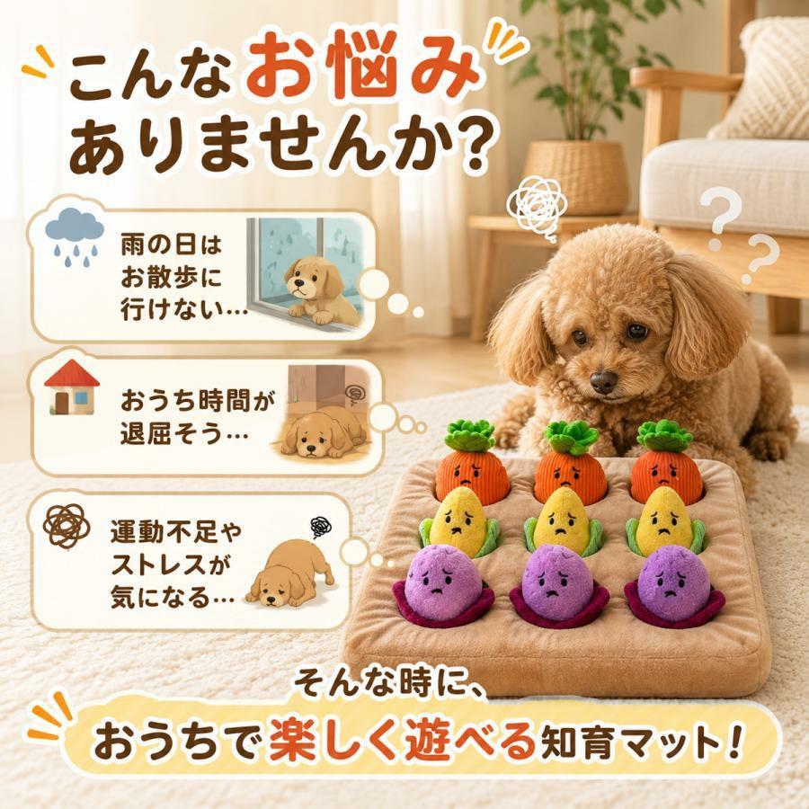 犬 知育玩具 ノーズワークマット スナッフルマット 嗅覚訓練 おもちゃ 早食い防止 餌隠し おやつ探し 知育トイ 気分転換 - angle 1
