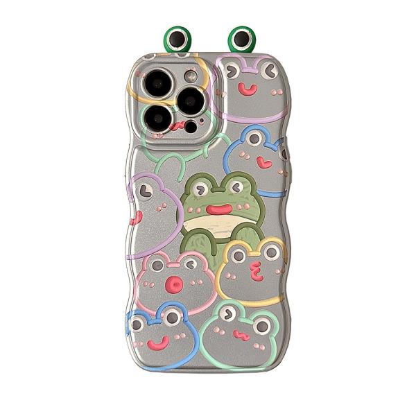 iPhone15ケース カエルがかわいい カエル15promaxアップルの携帯電話ケースiphone14金属銀12波11 かわいいカエルのケース 耐衝撃