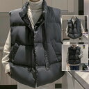 中綿ダウンベスト メンズ インナーベスト ブルゾン アウター あったか 防寒着 前開き トップス おしゃれ 定番 ビジネス 無地 冬服 送料無料